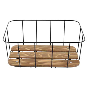 昭和インダストリーズ ウッドワイヤーラック 深型 WRN-DEEP ブラック WRN-DEEP BLK 自転車 フロントバスケット・新聞・前カゴ