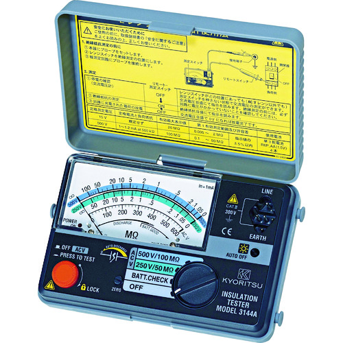 KYORITSU(共立電気計器) 測定計量器 メーター・テスター 3161A 2レンジ小型絶縁抵抗計 MODEL3161A