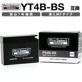 ProSelect(プロセレクト) バイク PS4B-BS スタンダードバッテリー(YT4B-BS、GT4B-5 互換)(液入充電済) PSB003 密閉型MFバッテリー