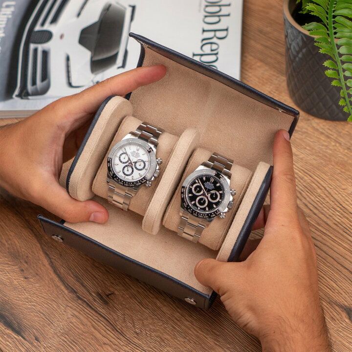 楽天市場】【 IFLW】ウォッチロール 2本用 Saffiano Blue ネイビー  