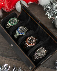 【 IFLW】IFL Watches ウォッチロール 4本用 Saffiano Black 黒 腕時計 ウォッチケース 本革 牛革 レザー エンボス 型押し 持ち運び コンパクト 旅行 携帯 時計 収納 インテリア ラグジュアリー 高級感 サフィアーノレザー