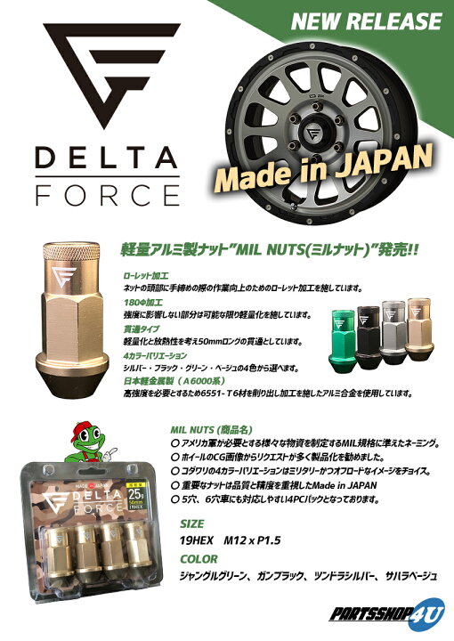 楽天市場】6穴用 24個セット DELTA FORCE MIL NUTS M12xP1.5 M12xP1.25 