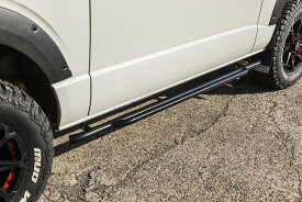 【RIVAI OFFROAD】 ハイエース サイドステップバー標準 オフロードカスタム スチール クロス系 改造 艶消し 黒 粉体焼付塗装 マットブラック Hazard リヴァイオフロード ハザード