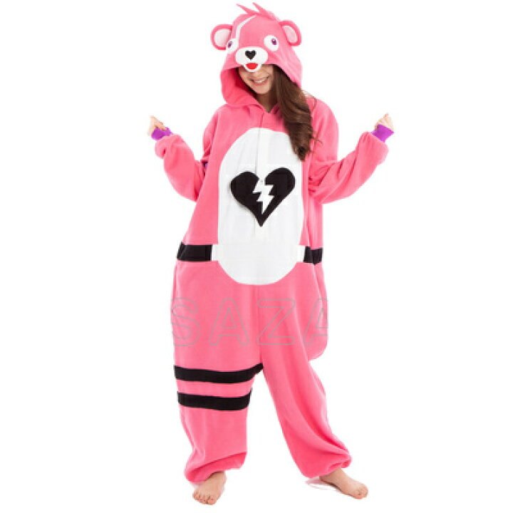 楽天市場 コスプレ 仮装 Sazac サザック 着ぐるみ Fortnite フォートナイト ピンクのくまちゃん S ハロウィン コスチューム メンズ 大人用 キャラクター 男性用 衣装 レディース キグルミ 余興 可愛い パジャマ かわいい 男女兼用 アニメ パーティーグッズ 女性用