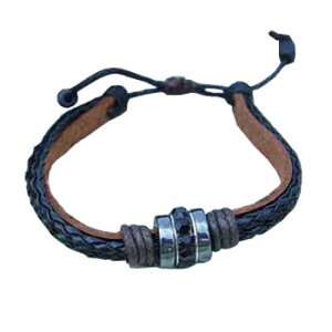 リアルレザーブレスレット 編み込み×リング 【 アクセサリー メンズ ジュエリー リング レザーブレスレット 革 男性用 】
