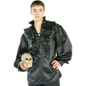 コスプレ 仮装 パイレーツシャツ サテン/ブラック Std 【 コスプレ 衣装 ハロウィン 仮装 コスチューム 海賊 シャツ メンズ 余興 大人用 男性用 パーティーグッズ 女海賊 】