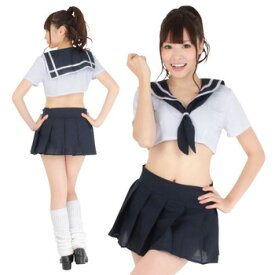 コスプレ 仮装 コスプレ セーラー服 スクール・セーラー服 クロップドトップス 女子高生 仮装 コスプレ衣装 大人用 レディース ハロウィン 文化祭 学園祭 パーティー へそ出し マイクロミニ リボン縫い付け 裏地なし 透け感あり ヒップボーン 巻きスカート