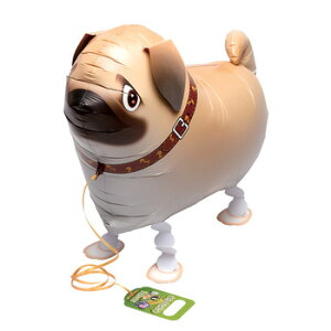 お散歩パピー パグ 10枚入 【 パーティ 飾り アニマル 動物 風船 ヘリウムガス アルミホイル ふうせん マイラーバルーン パーティー用品 フィルムバルーン お散歩風船 装飾品 お散歩バルーン