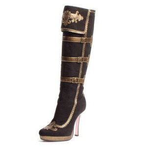 コスプレ 仮装 ニーハイ パイレーツブーツ ブラック/ゴールド 23cm Size6 【 コスプレ 衣装 ハロウィン 海賊 パーティー 靴 レディース ブーツ シューズ 女性用 プチ仮装 変装グッズ ハロウィン