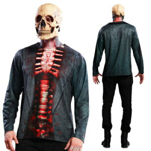 コスプレ 仮装 S.L. コスT スケルトン 【 コスプレ 衣装 ハロウィン 仮装 コスチューム メンズ ティーシャツ パーティーグッズ ガイコツ 骸骨 大人用 Tシャツ ホラー 男性用 怖い 余興 】