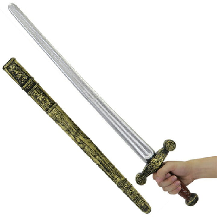コスプレ 仮装 Uniton 勇者の剣 長さ約73cm 鞘付き 仮装用武器・防具 プチ仮装 コスプレ小物 小道具 ナイフ シルバー ハロウィン 文化祭 学園祭 演劇 軽量 シルバーの剣 レッドの持ち手 パーティワールド