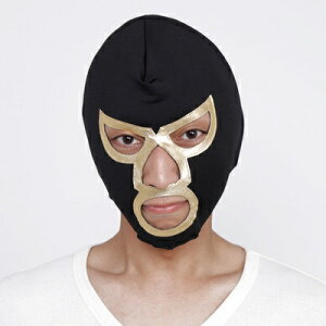 コスプレ 仮装 Patymo プロレスマスク ブラック×ゴールド 【 コスプレ 衣装 ハロウィン パーティーグッズ おもしろ かぶりもの 覆面 マスク 面白マスク プロレスラー プチ仮装 格闘技 おもし