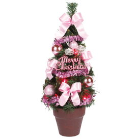 【取寄品】 クリスマスツリー デコツリー ピンク ウッドポット付 45cm 【 装飾 ミニツリー 飾り 卓上ツリー 小型 小さい 手軽 テーブル 】