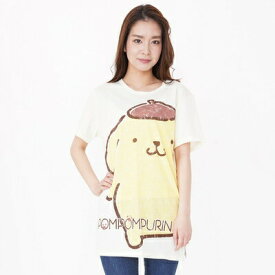 SAZAC(サザック) Sanrio characters プリンロングTシャツ イエロー レディスM～L 【 ファッション レディース 部屋着 パジャマ シャツ サンリオ トップス ルームウェア 大人用 女性用 寝間着 寝巻き キャラクター 】