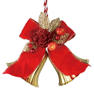 クリスマス　ツリー　オーナメント [2点セット] プラベルダブル ゴールド 10cm レッドリボン 【 クリスマス オーナメント 装飾 デコレーション ツリー飾り パーティーグッズ クリスマス飾り 