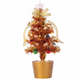 クリスマスツリー 30cmファイバーツリー ゴールド 【 ミニツリー 卓上ツリー 飾り 光 装飾 ライト 小さい 小型 】
