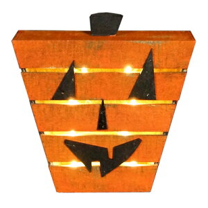 LEDウッドパンプキン(S) Aタイプ 【 インテリア 雑貨 ハロウィン かぼちゃ ジャックオーランタン 南瓜 デコレーション 装飾品 飾り 光る ライトアップ カボチャ 】