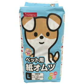 【取寄品】 [2点セット] inuneru ペット用紙オムツ L 16枚入 ペットライブラリー 犬用品 トイレ用品 Lサイズ 中型犬 マジックテープ付き しっぽ穴付き