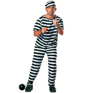 コスプレ 仮装 プリゾナーマン 大人用 (囚人服) 【 コスプレ 衣装 ハロウィン 仮装 コスチューム 服 メンズ 余興 男性用 白黒ストライプ パーティーグッズ プリズナー 】