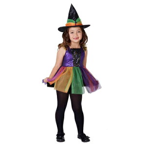 コスプレ 仮装 KORENARA カラフルウィッチ キッズ 110cm 【 コスプレ 衣装 ハロウィン 仮装 コスチューム 子供 可愛い 魔女 魔法使い パーティーグッズ 子ども用 こども 】