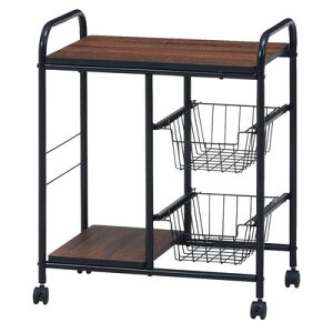 キッチンワゴン ブラック/ブラウン FBC-02-1 【 インテリア雑貨 収納台 カウンターワゴン キャスター付き おしゃれ キッチン用品 収納家具 リビング家具 台所用品 キッチン収納 棚 キッチンラ