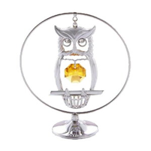 【取寄品】 クリスタル オーナメント フクロウ イエロー 【 置物 ガラス細工 スワロフスキー 飾り ミニチュア インテリア雑貨 】