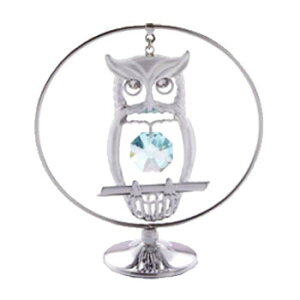 【取寄品】 クリスタル オーナメント フクロウ グリーン 【 スワロフスキー インテリア雑貨 飾り ミニチュア ガラス細工 置物 】