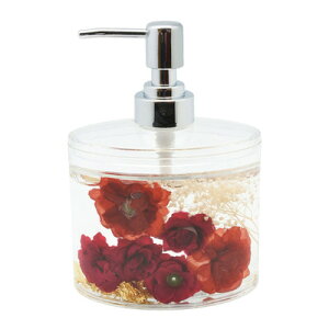 【取寄品】 アクリル水中花 ソープディスペンサー レッド 58725 【 お風呂用品 石鹸 お風呂グッズ 石けん置き ソープディッシュ バス用品 ホルダー 】