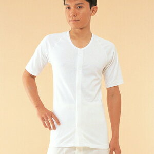 【取寄品】 紳士用前開き 5分袖 5分袖Mサイズ 【 衣類 福祉用品 介護用品 】