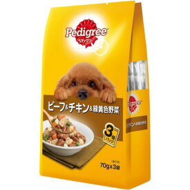 【取寄品】 [6点セット] ペディグリー 成犬用 ビーフ＆チキン＆緑黄色野菜 70g×3個パック 【 エサ ウェットフード ペットグッズ ペット用品 ペットフード 犬用品 ドッグフード イヌ 犬の餌 】