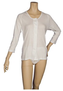 【取寄品】 「あしたも元気」 U前開き肌着 女性用7分袖 7分袖Lサイズ 【 介護用品 衣類 福祉用品 】