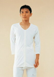 【取寄品】 紳士用前開き 7分袖 7分袖Lサイズ 【 福祉用品 衣類 介護用品 】