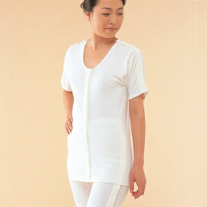 【取寄品】 婦人用前開き 両肩腕開き 5分袖 LL 【 介護用品 衣類 福祉用品 】