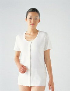 【取寄品】 婦人用3分袖 前開きキャミソール ホワイトMサイズ 【 福祉用品 介護用品 衣類 】