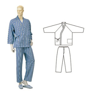 【取寄品】 パジャマ型ねまき 秋冬用 紳士 L グレーLサイズ 【 福祉用品 衣類 介護用品 】