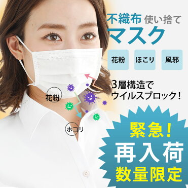 5 1以降に発送予定 マスク 0枚 使い捨て 使い捨てマスク 白 50枚 白色 在庫あり 不織布マスク 男女兼用 大人 送料無料 立体 耳が痛くならない 大きいサイズ 伸縮性 ますく 大きいマスク 大きい 女性用 フィルター 箱 国内発送 大きめ 人気 風邪 ウィルス対策 対策