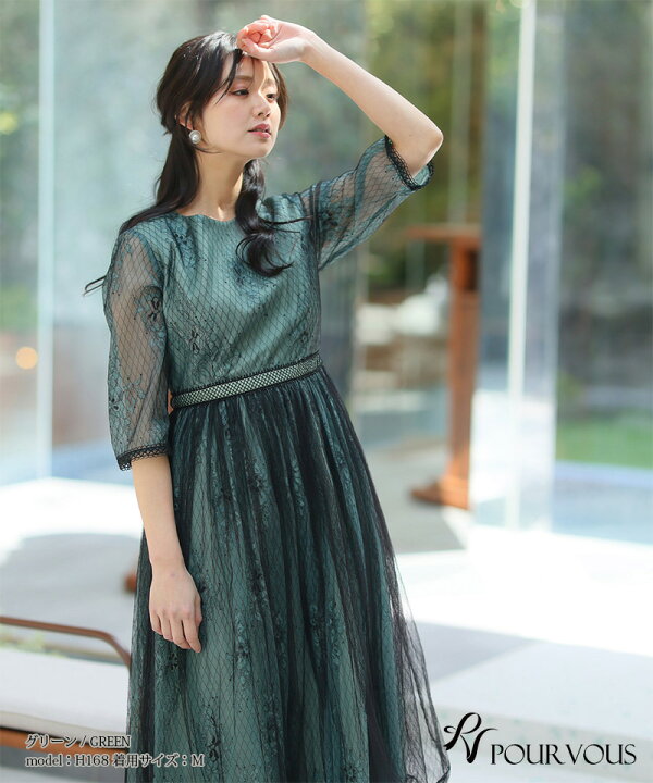 楽天市場】レース＆ブラックチュール ドレス 結婚式 ワンピース  