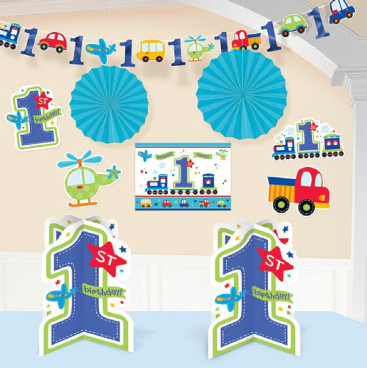 楽天市場 ファーストバースデー 飾り付け ファンボーイ ルームデコキット 飾りつけ 1歳のお誕生日 1才 デコレーション 男の子 誕生日会 パーティーグッズ あす楽 パーティーフェーバー