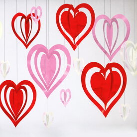 バレンタイン 飾り付け ハート 3Dホイルデコ ハンギング デコレーション メタリック レッド ピンク オーロラ 【あす楽】