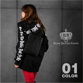 BLACK JACKALL CROWN クラッチバッグ 2WAY ファスナーポケット フェイクレザー 鞄 バッグ ピラミッド　ブラック