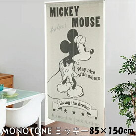 のれん 暖簾 85×150cm Disney ミッキー モノトーン 目隠し 間仕切り レトロミッキー ジャガード タペストリー 割れてないタイプ 送料無料