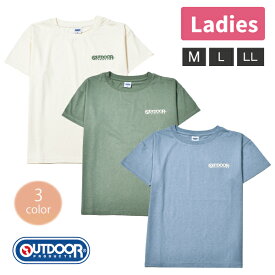 [値下げ品]Tシャツ OUTDOOR アウトドア ロゴ ワンポイント 半袖 レディース 婦人 シンプル M-LL 天竺 1点までメール便可