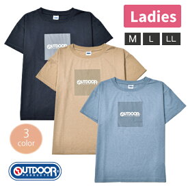 [値下げ品]Tシャツ OUTDOOR アウトドア スクエアロゴ ボックスデザイン 半袖 レディース 婦人 シンプル おしゃれ かわいい M-LL 天竺 1点までメール便可