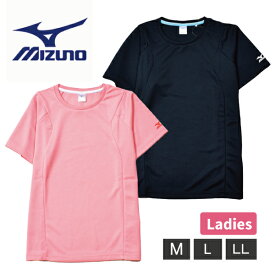 [値下げ品]ミズノ MIZUNO Tシャツ 婦人 レディース M L LL ブラック ピンク スポーツ 運動 夏 ジム 消臭 臭い 薄手 涼しい シンプル Fresh Hyper加工 1個までメール便可