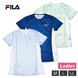 [オンライン限定SALE] 婦人 レディース FILA Tシャツ 半袖 丸首 ドライ UVカット レオパード 夏 涼しい 吸汗速乾 スポーツ ジム ウォーキング トレーニング シンプル ネイビー パープル グリーンM L LL