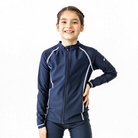 ナイキ ラッシュガード キッズ 子供 長袖 女の子 ジップアップ スクール水着 小学生 nike 120cm 130cm 140cm 150cm 160cm 170cm かわいい 練習 プール 水泳 キッズ 水着 ジュニア 女 女児 紺 黒 中学生 NIKE メール便送料無料