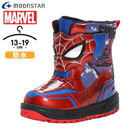 【冬物】マーベル スパイダーマン スノーブーツ 防水 ウィンターブーツ キッズ 男の子 13cm 14cm 15cm 16cm 17cm 18cm 19cm フットブランケット 赤 保育園 幼稚園 登園 通園 ブーツ スノトレ 冬 キャラクター MOONSTAR ムーンスター
