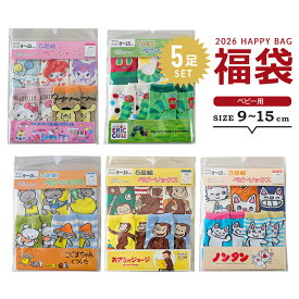 サンリオ 福袋 2026 子供服 靴下 ベビー キッズ 女の子 男の子 靴下 5足セット 福袋 2026年 ソックス 赤ちゃん はらぺこあおむし サンリオ ノンタン おさるのジョージ こぐまちゃん 幼稚園 保育園 幼児 6カ月 1歳 2歳 3歳 キャラクター