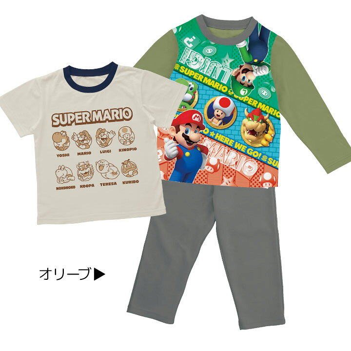 楽天市場 スーパーマリオ パジャマ 光る 長袖 半袖 2tops 光るパジャマ 男の子 キッズ 110cm 1cm 130cm ゲーム Switch 2トップス 子供服 春夏秋冬 上下セット バンダイ ルームウェア キャラクター 幼稚園 保育園 小学生 プレゼント 入学祝い 卒園祝い お泊り Party
