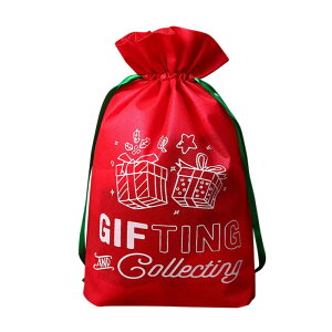 2枚セット クリスマス 巾着 不織布 サイズ2種 赤 緑 大きめ 大きい 小さめ 小さい ラッピング 袋 クリスマス プレゼント用 ラッピング用品 梱包 包装 贈り物 おしゃれ かわいい サンタ トナカ